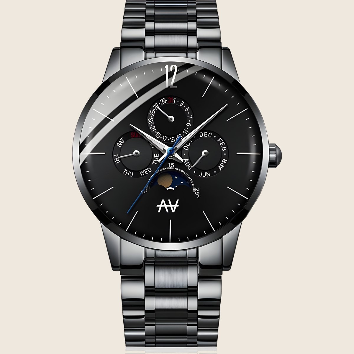Black Space Stainless Steel watch: black dial, black case and matching black stainless steel bracelet